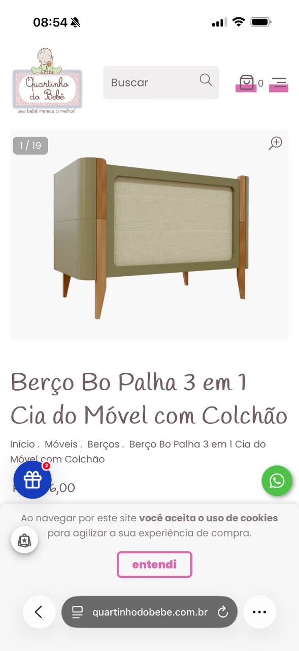 Berço Bo palha 3 em 1 