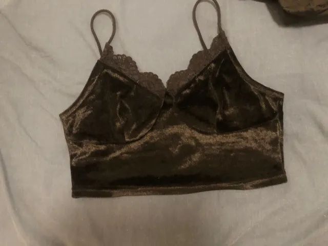 Cropped Rendado de Veludo Preto