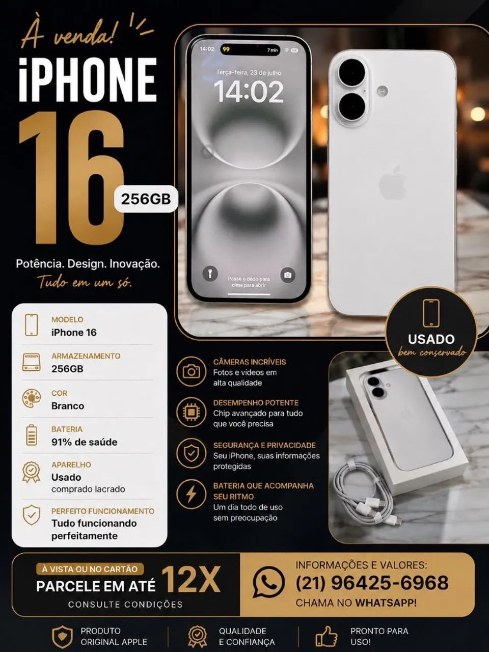 iPhone 16 256 - BRANCO 