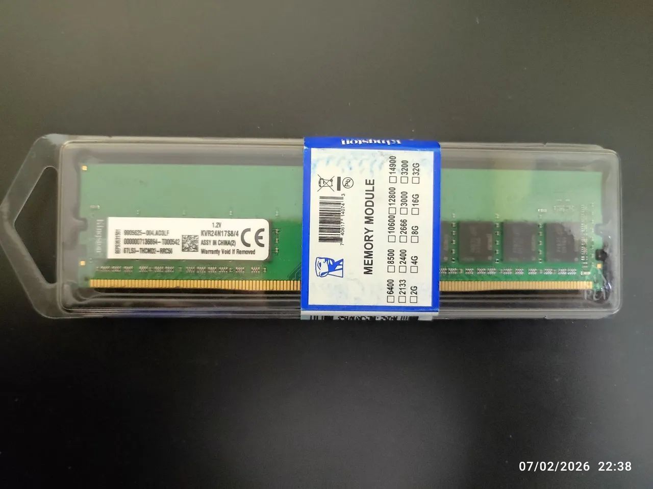 Baixou! Última unidade! Memória RAM DDR4 4gb 2400 nova lacrada.