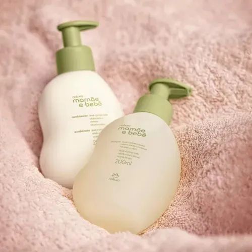 Frasco natura mamãe e bebê shampoo e condicionador 