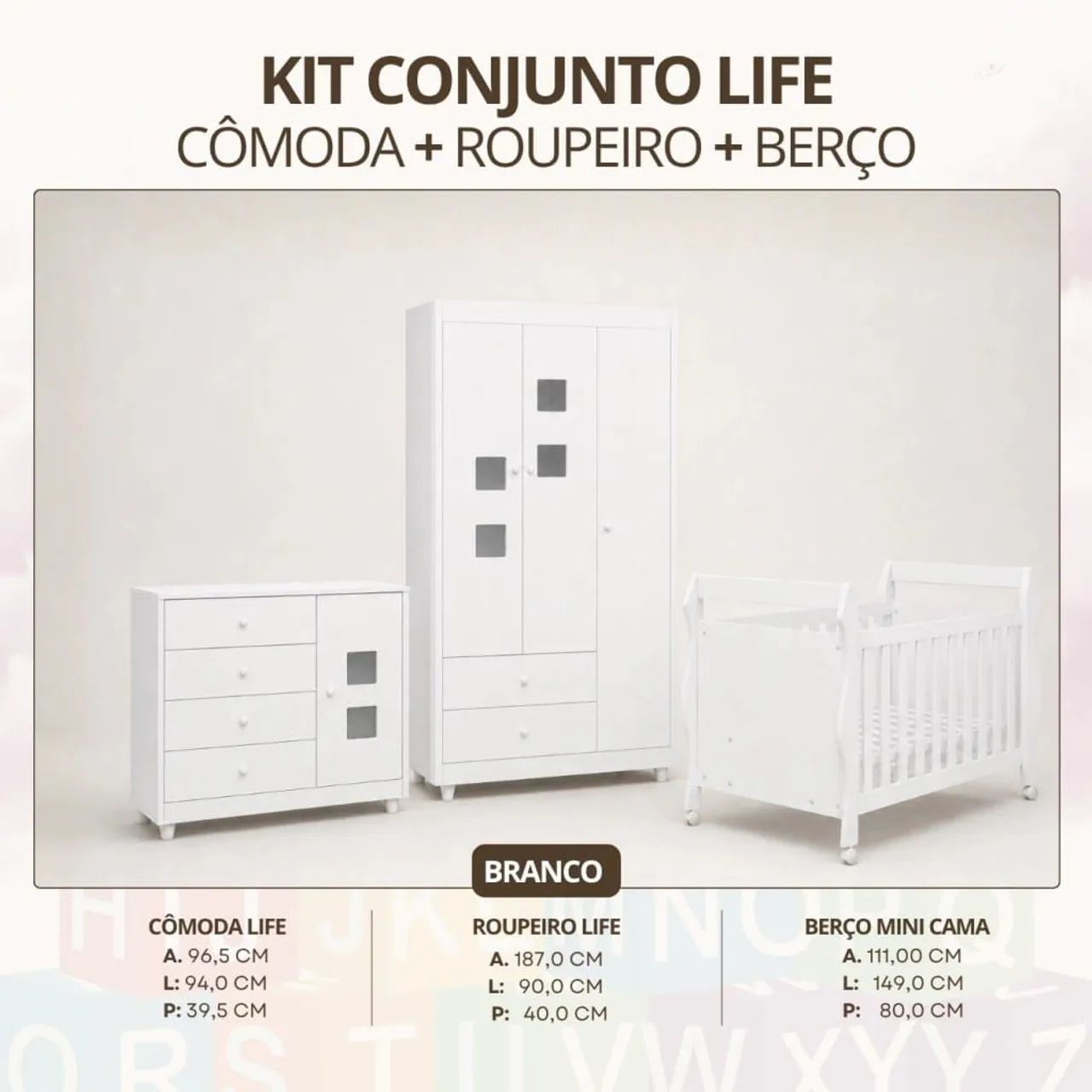 Quarto de bebê Life - Branco 