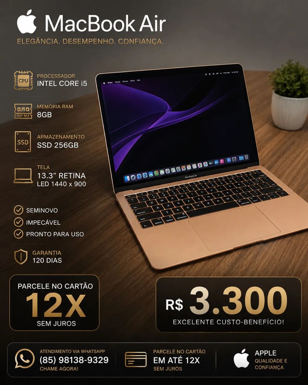 【美品】MacBookAir 2019 SSD256 ローズゴールドパソコンPC MacBook Air 2019 rose Gold na caixa impecável modelo premium i5