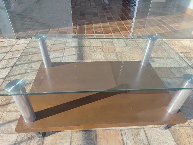 Mesa de centro retangular de madeira e vidro - Foto 3
