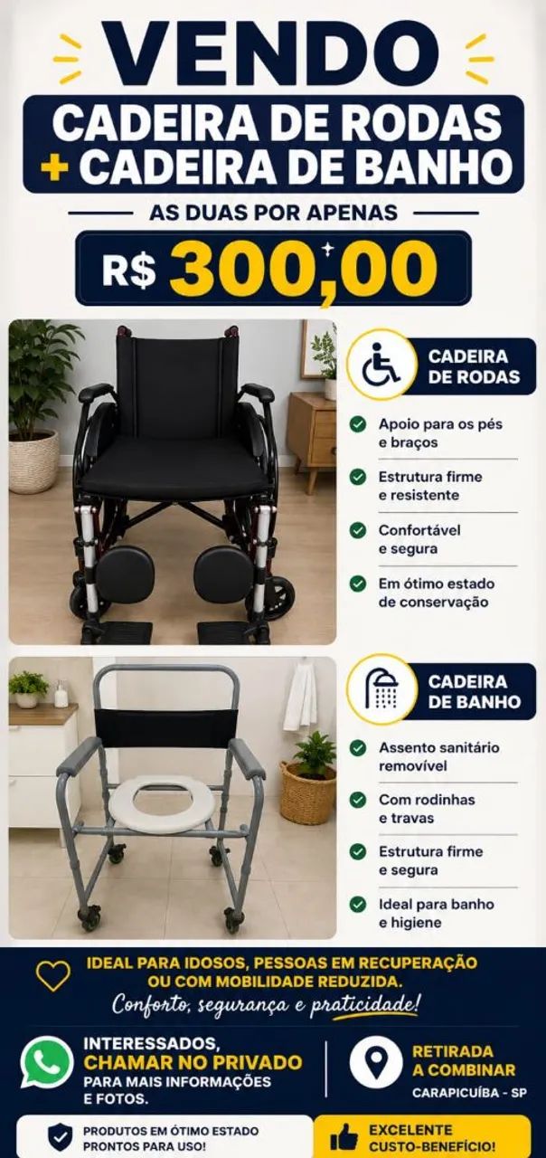 Cadeira de rodas e cadeira de banho