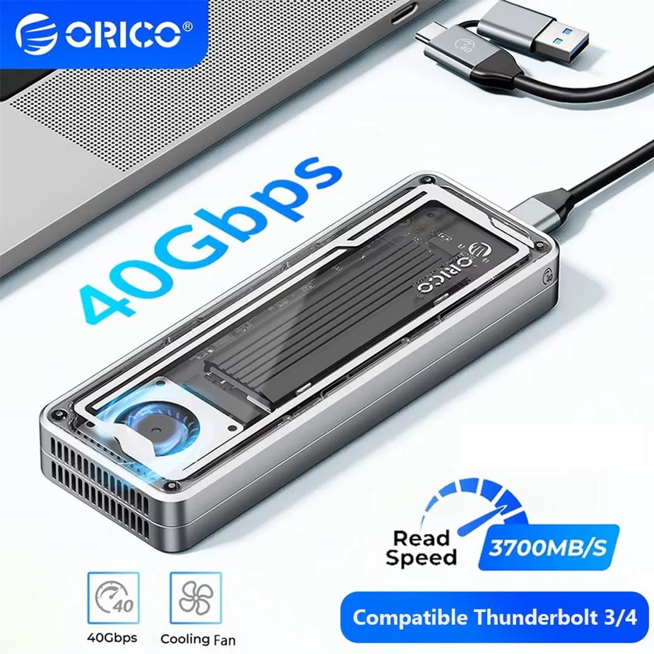 Case Externo SSD Nvme M.2 Thunderbolt 3/4 Usb 4.0 40gbps Pc
