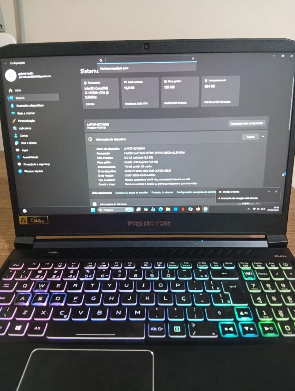 Notebook Acer predator hélios 300 - Foto 2