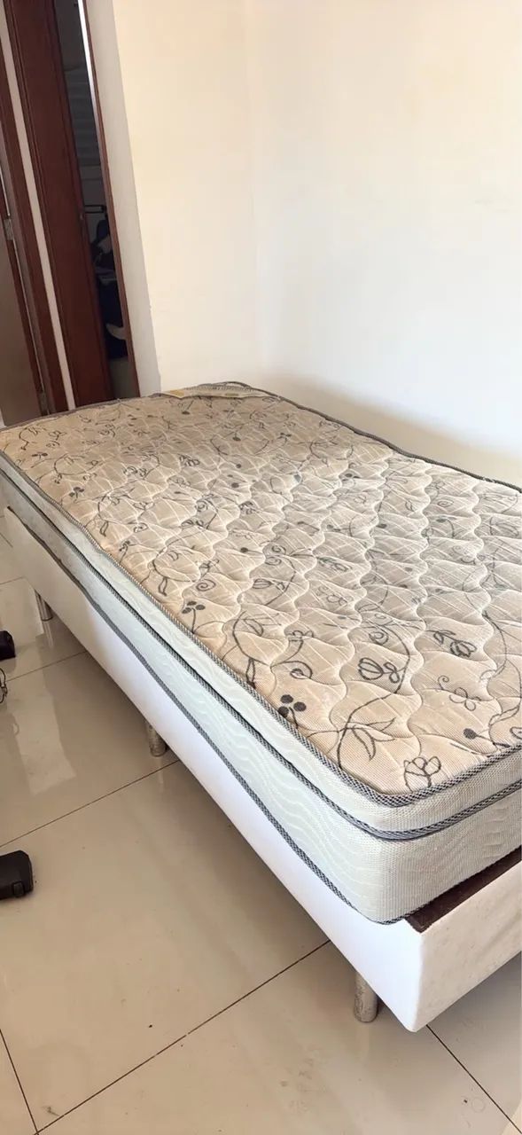 Cama Box Ortobom Solteiro (Colchão de Molas + Base Box)