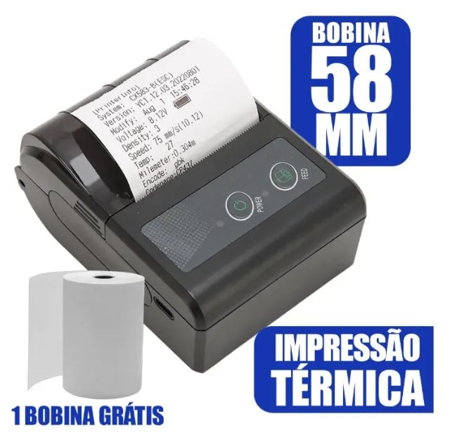 Mini Impressora Portátil Bluetooth 58mm Android Ios Premium