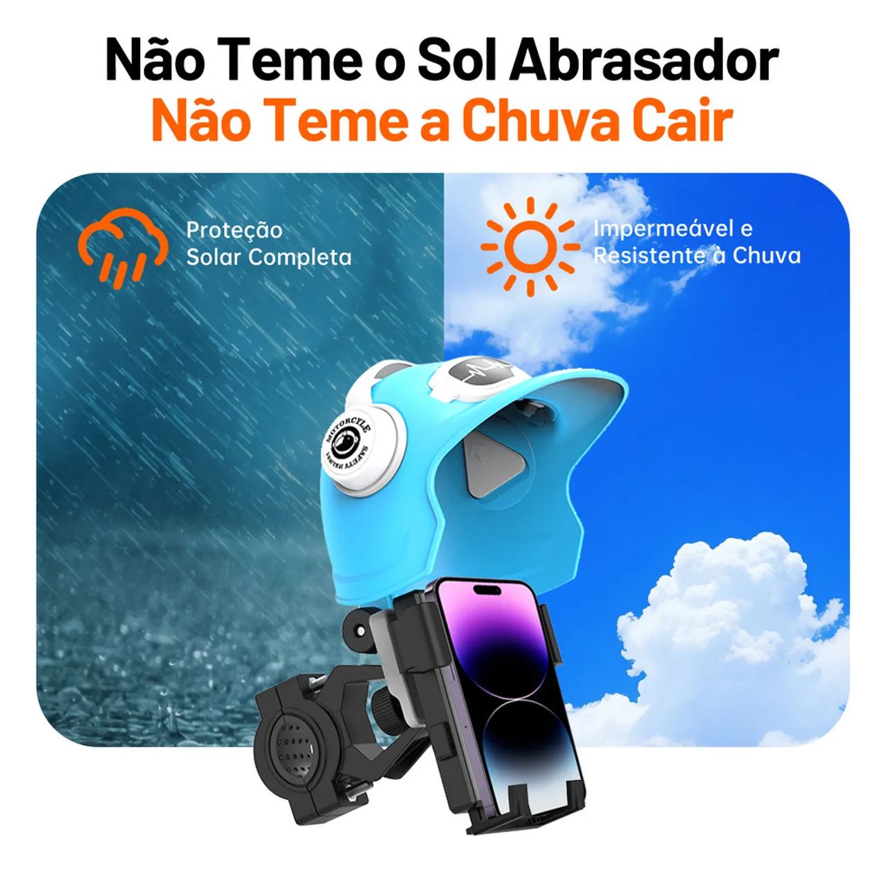 Suporte celular para moto com proteção solar