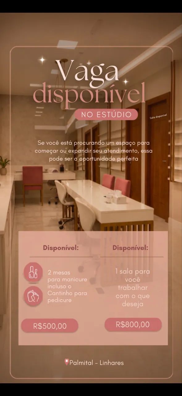 Sala comercial e mesas para manicure 