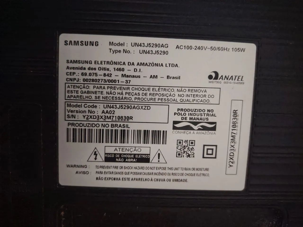 TV Samsung 43? com defeito no display