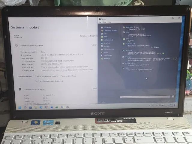 Notebook SONY VAIO I3, 8GB de memória, SSD (novo) 480GB. EXCELENTE