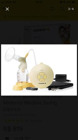 Extrator bomba de leite materno swing Medela - Foto 3