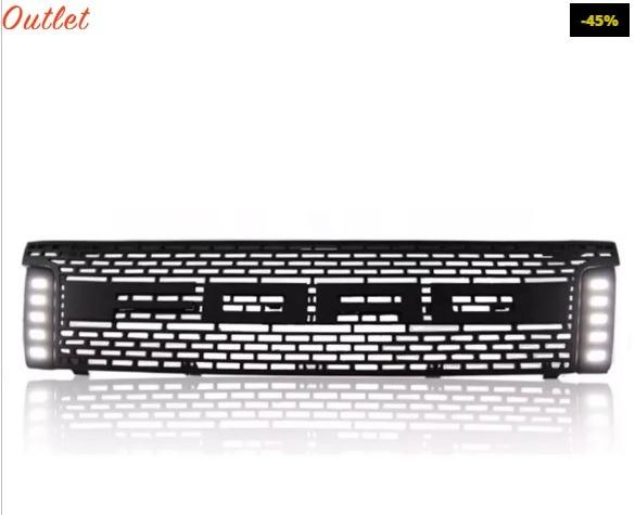 Grade dianteira ford ranger raptor 2012/2015 com led branco - letra preta
