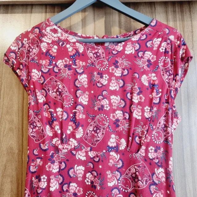 vestido hering vermelho floral tamanho p - Foto 3