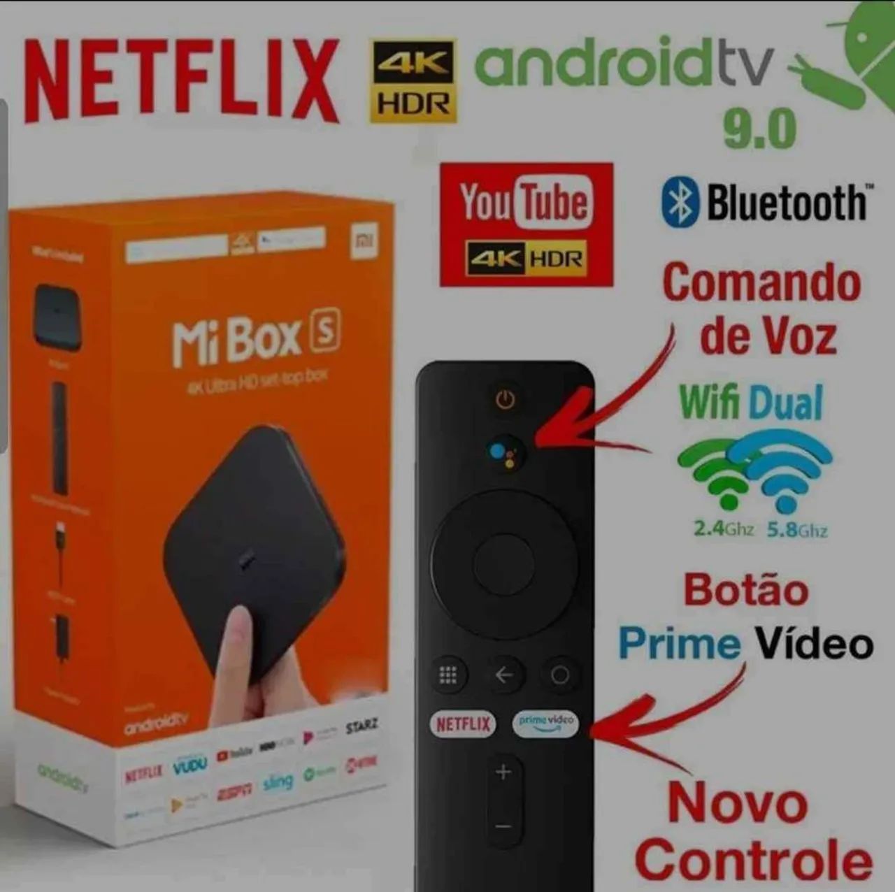BOX TV XIAOMI Mi Box S-4K Ultra HD 8gb/controle com comando de Voz/A melhor/Sem travamento - Foto 3