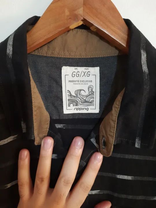 Camisa Renner Ripping  Preta e Marrom Tam GG. - Foto 4