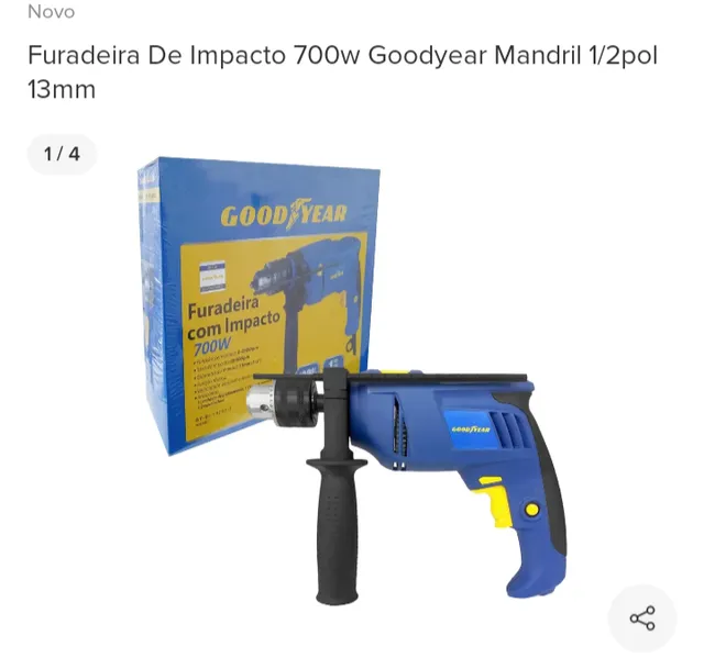 Furadeira de impacto Goodyear profissional 680w com martelete 110v