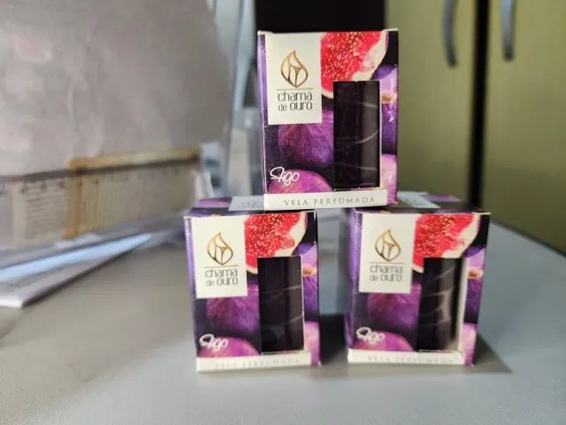3 Velas Aromáticas Aroma Figo  Perfumada Na Caixa Decoração - Foto 2