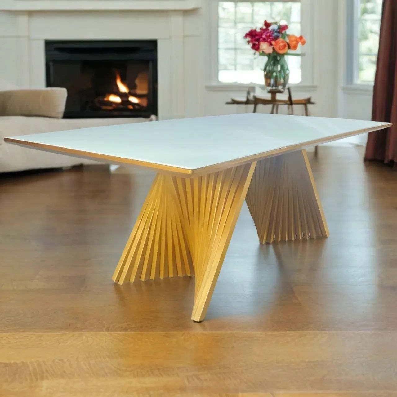 Mesa de Jantar 1,80x100 Ripado com Base em Madeira Laminada Jequitibá tt5