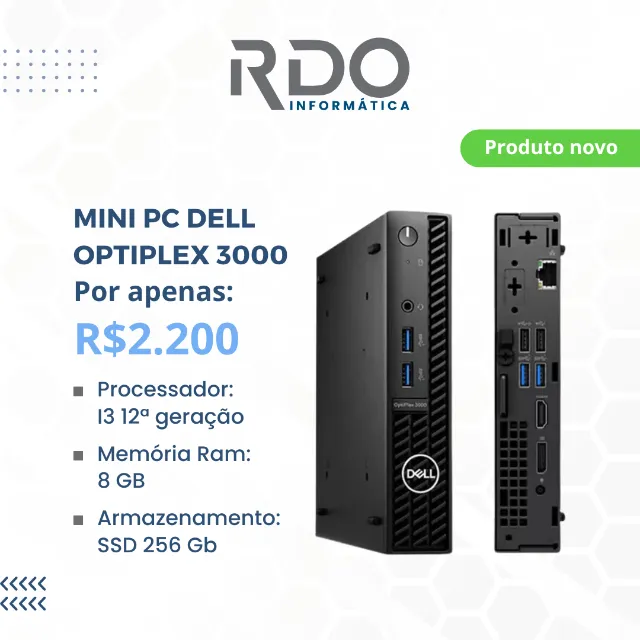 Mini Pc Dell Optiplex 3000 I3 para lojas e escritórios < NOVO