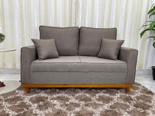 Sofá 2 lugares Slim 1.40m Linho Marrom Até 12x S/ Juros  - Foto 5