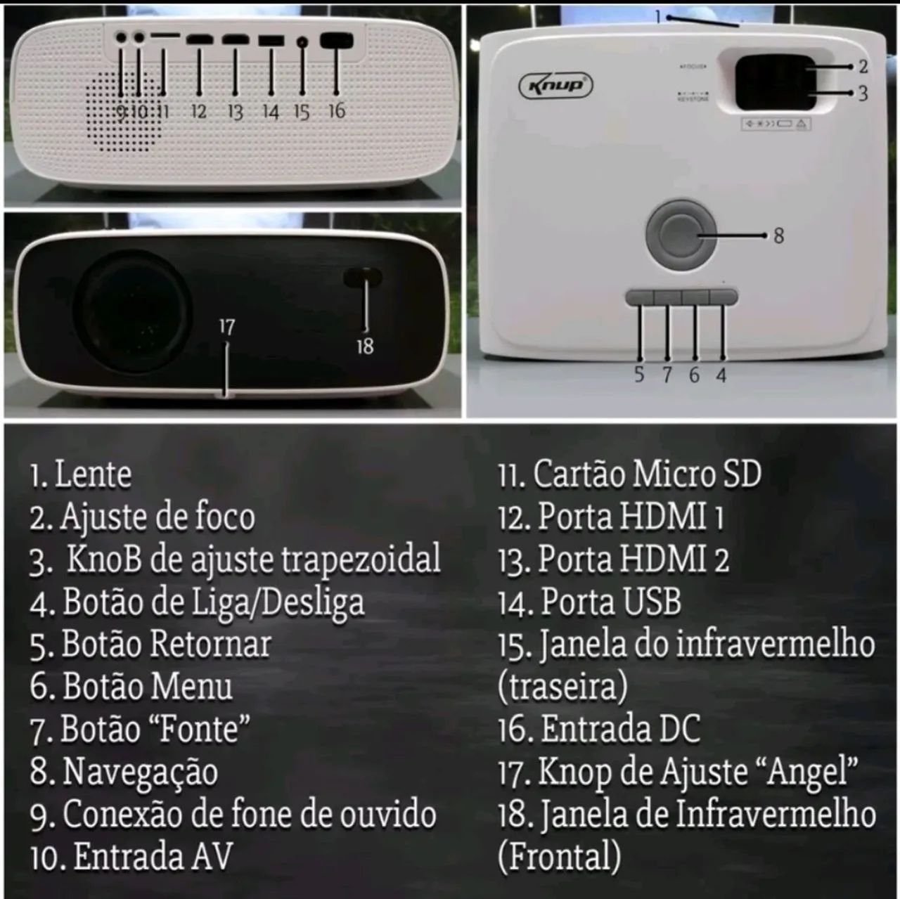 Projetor Knup KP-PJ006 Espelhamento Android los 10200 Lumens - Foto 4