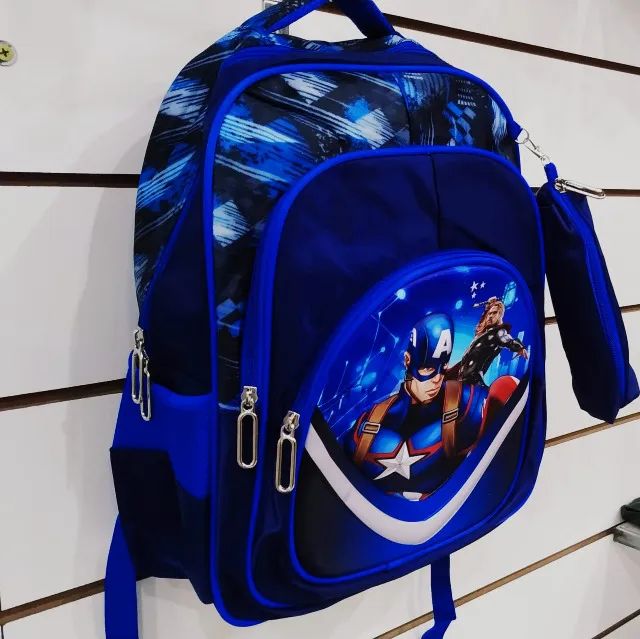 Mochila Costa Com Estojo 3d Dy Pers 42x32cm Da22294 Promoç - Capitão America - Foto 4