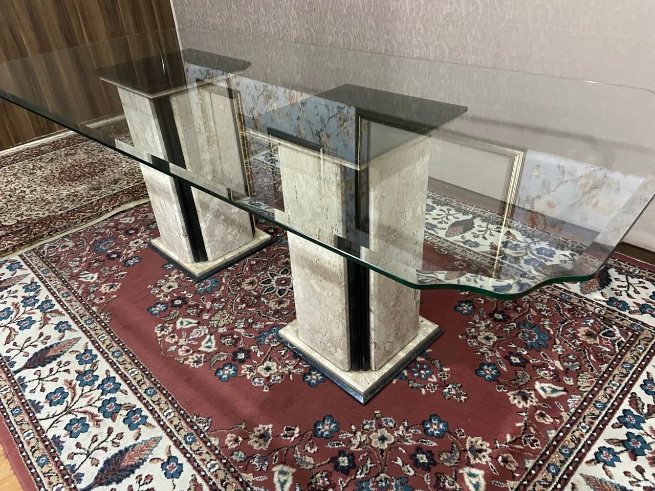 Mesa de Jantar de Vidro com Base em Mármore 2,20x1,00 - Foto 3
