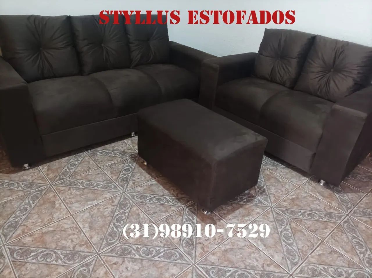 Sofá de Canto 3 e 2 lugares + Puff