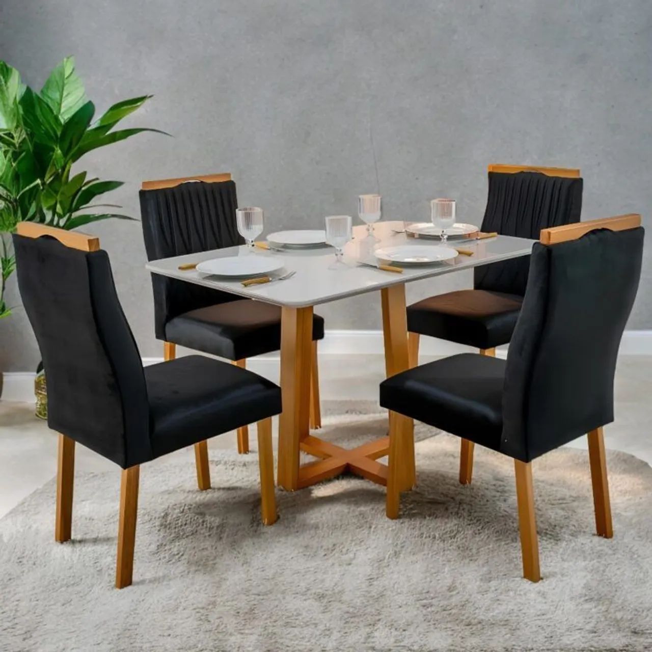 Mesa de Jantar Pedro com 4 cadeiras Gênova  - Entrega Rápida 