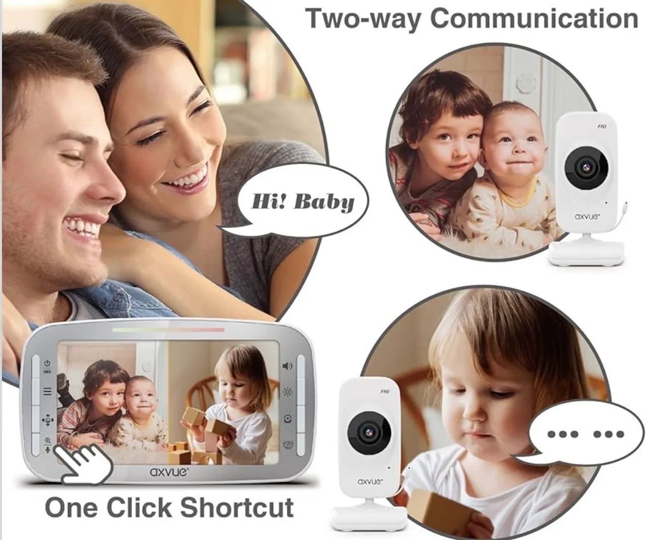 Monitor de vídeo para bebê, 1080P 5,5" HD Display, tela IPS, 2 câmeras HD - Foto 3