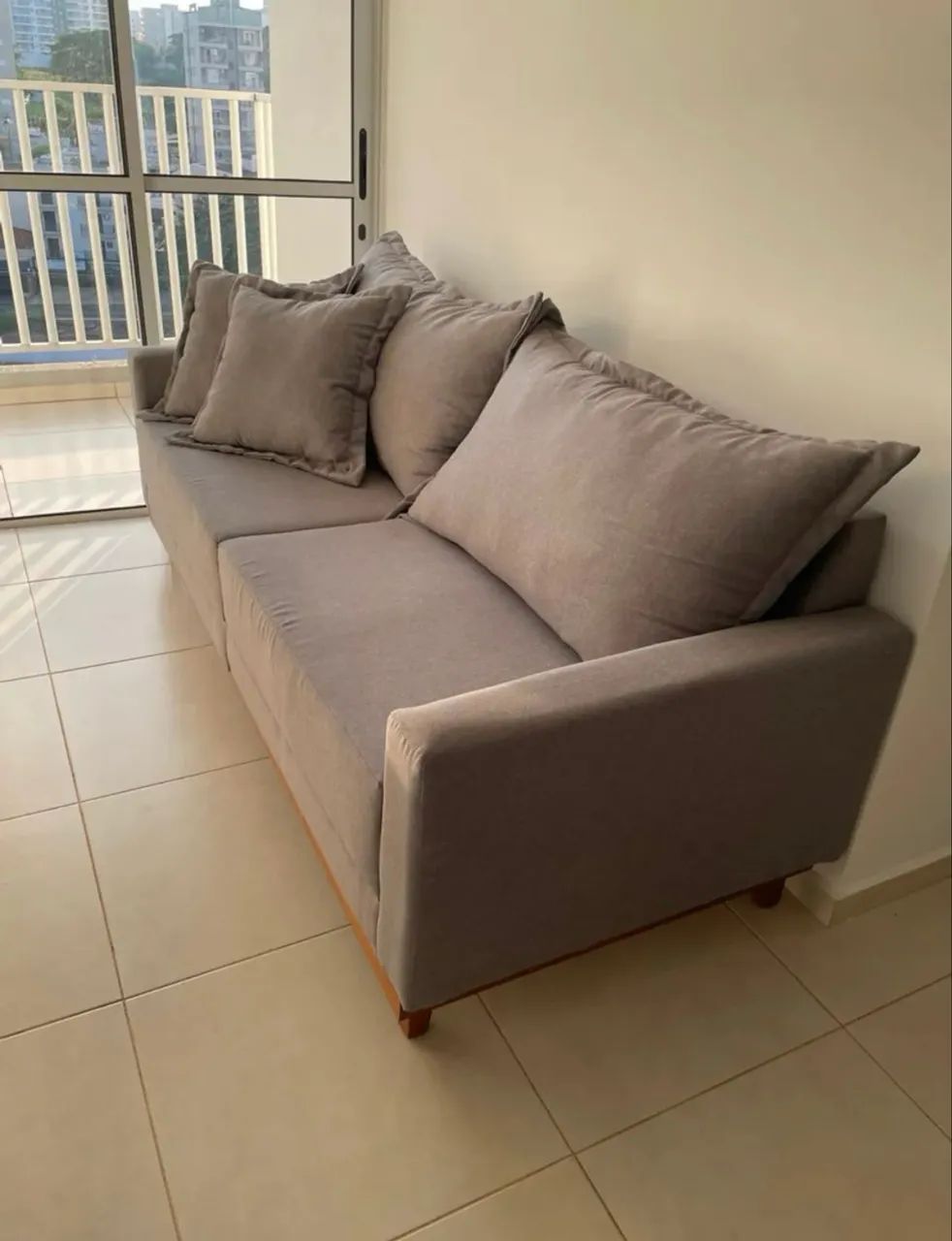 Sofá Linho Cinza 4 Lugares  - Foto 4