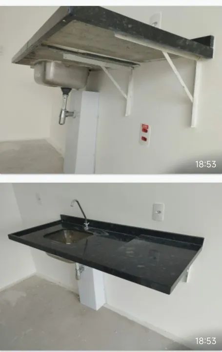 Pia de cozinha em granito Verde Ubatuba