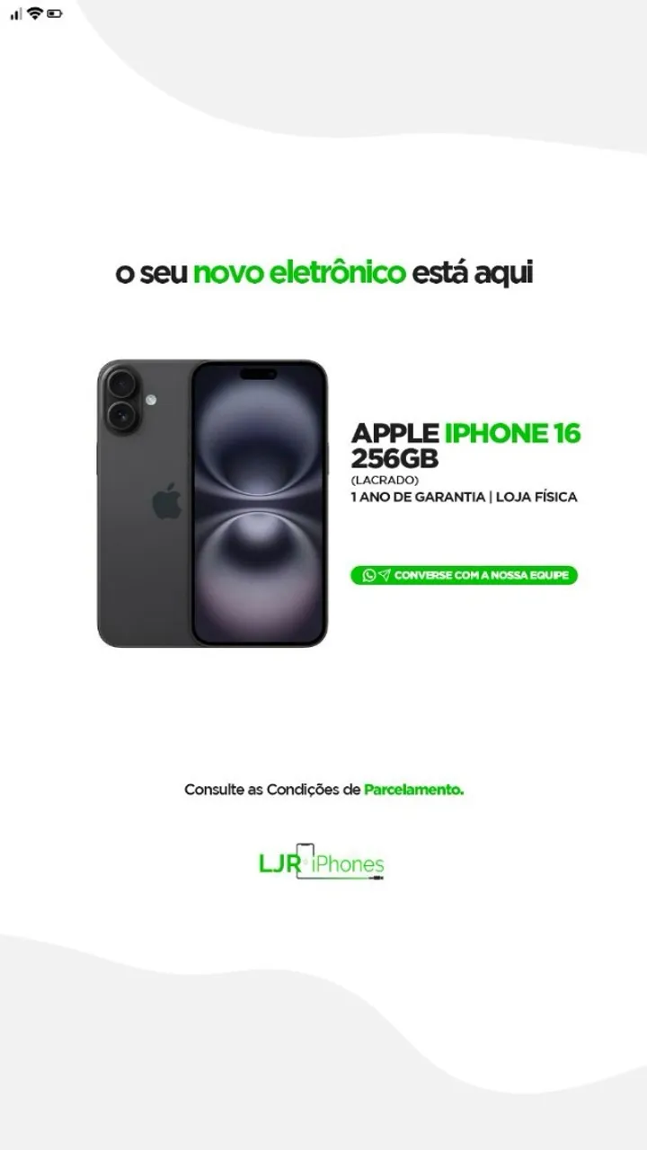 IPHONE 16 256GB | NOVO LACRADO | 1 ANO DE GARANTIA | LOJA FÍSICA