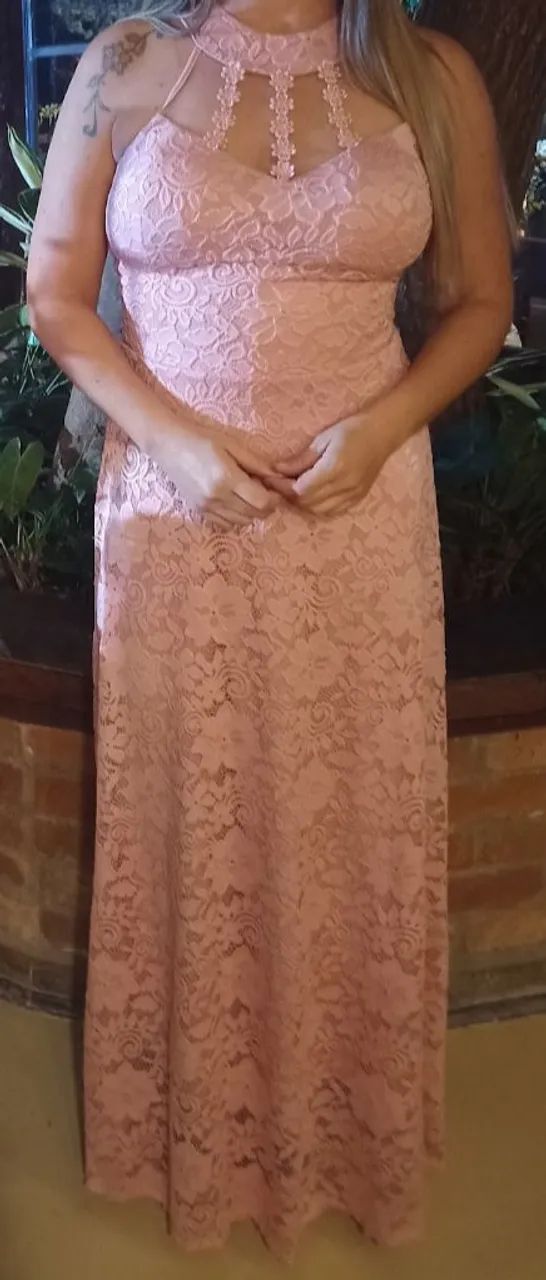 Vestido de festa de renda rose - Foto 2