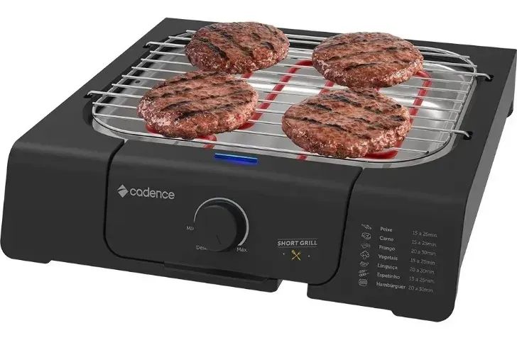 Churrasqueira Grill Eletrica Cadence Short, 1200W, Preto, 220V, GRL805