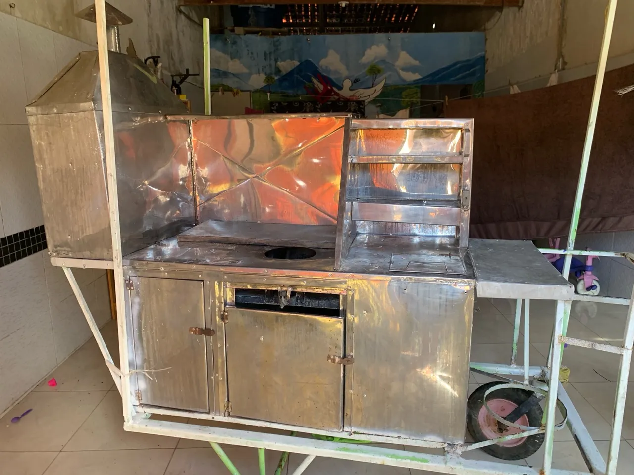Carrinho de espetinho, pastel , batata, frita completo em aço inox