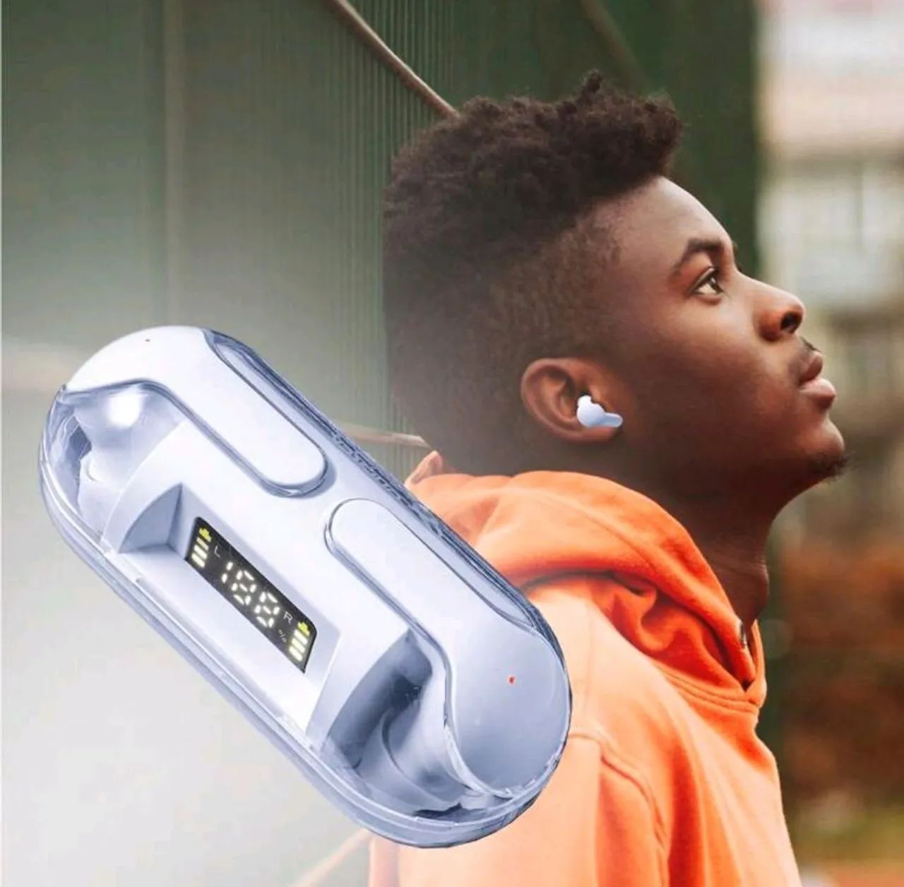 Fone de Ouvido Bluetooth Sem Fio com Estojo de Carregamento