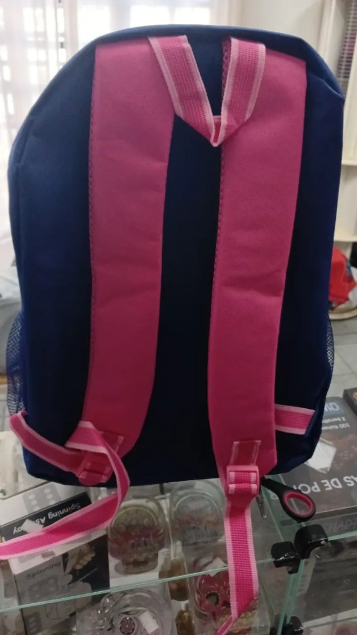 Mochila de Costas em Poliéster Clio Azul e Rosa - Foto 3