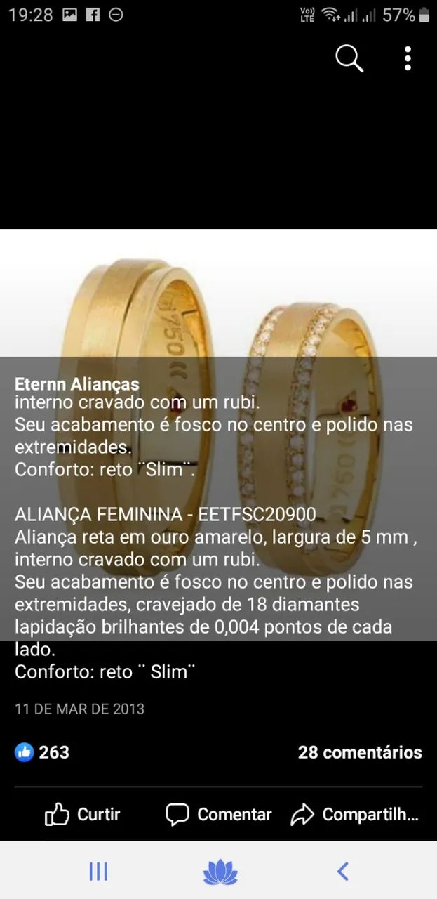 Alianças Eternn Diamantes Ouro 18k - par - Foto 3