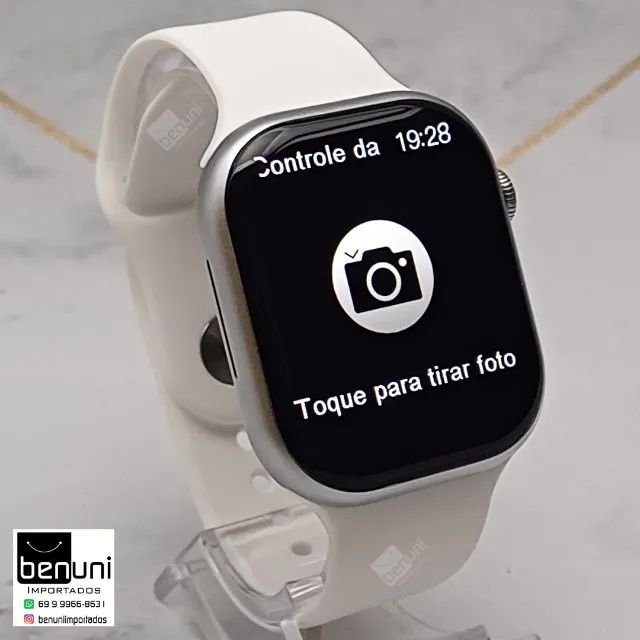 Relógio Inteligente W29 Pro Silver + pulseira extra, armazena música, conecta fone  - Foto 5