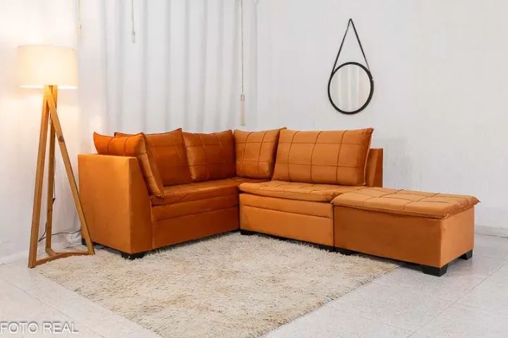 sala sofa de canto com puff - Foto 4
