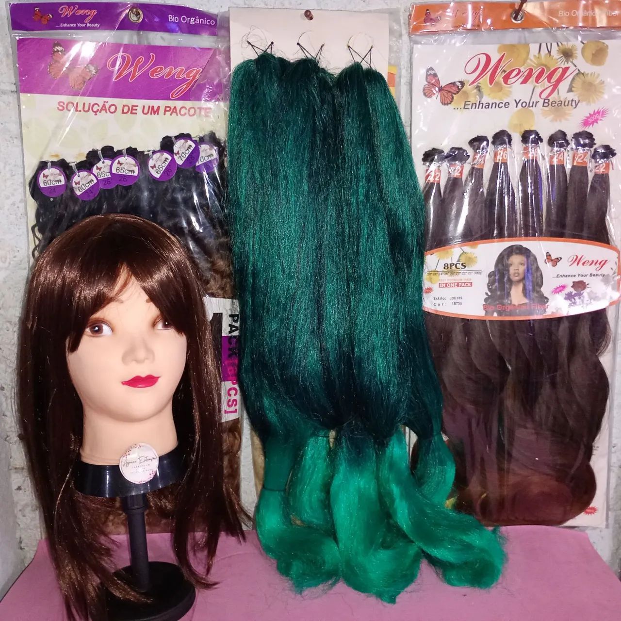 Cabelo jumbo 400g verde  - Foto 2