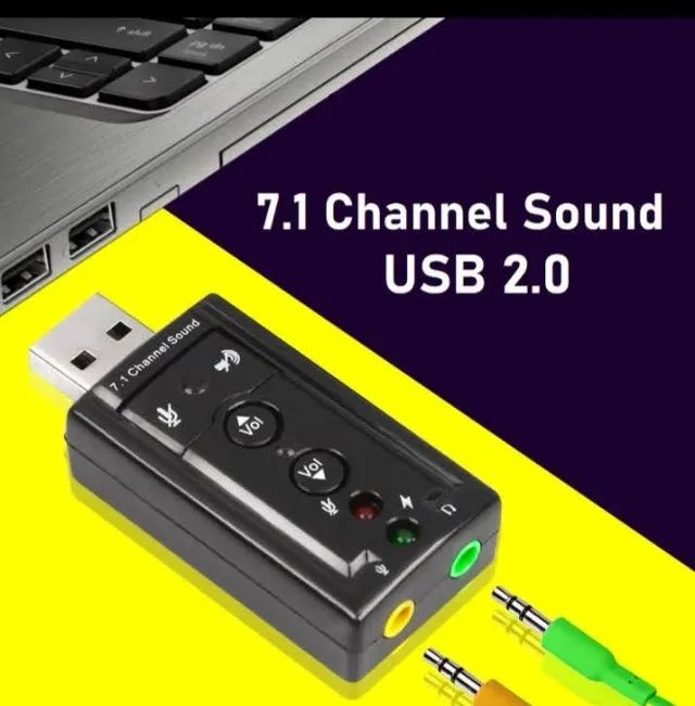 Placa De Som (Áudio) Usb 7.1 Adaptador Canais Fone De Ouvido Áudio