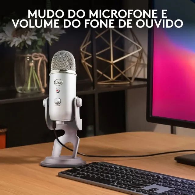 Microfone Condensador Usb Blue Yeti - Prata Cor Silver - Foto 4