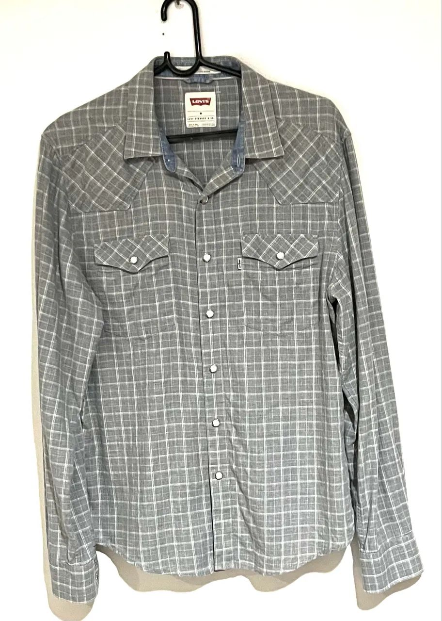 Camisa Levis xadrez masculina cinza M