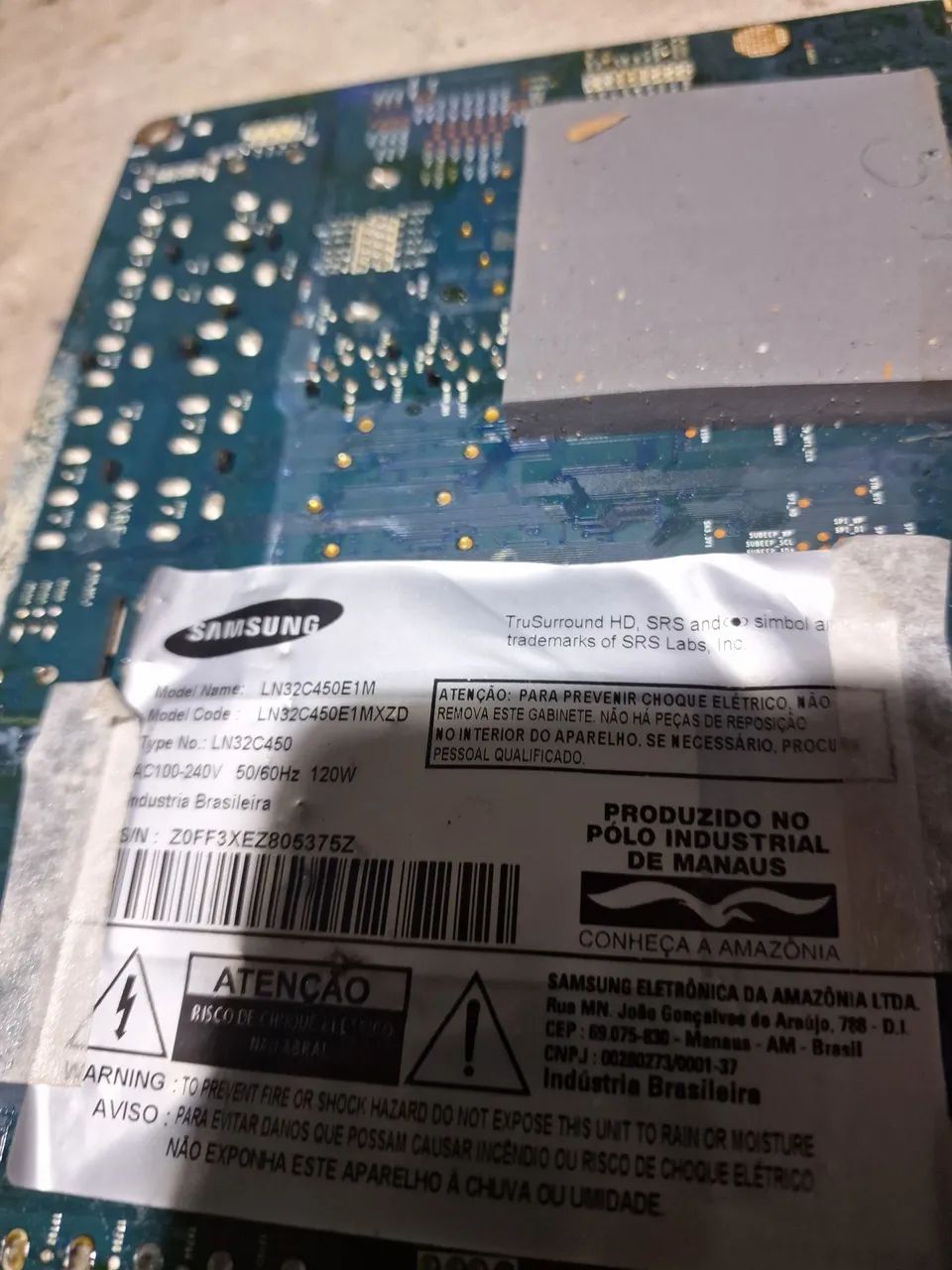 placa samsung ln32c4501mzd...esta com o conetor da antena quebrado65735155674242122