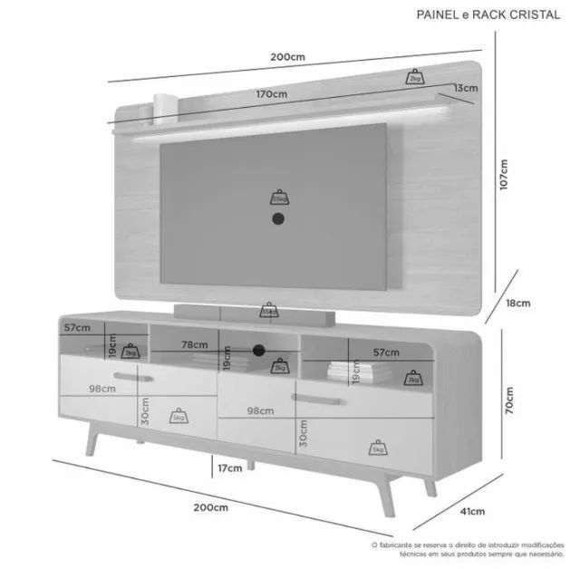 Painel com Rack Cristalle 200 - Foto 2